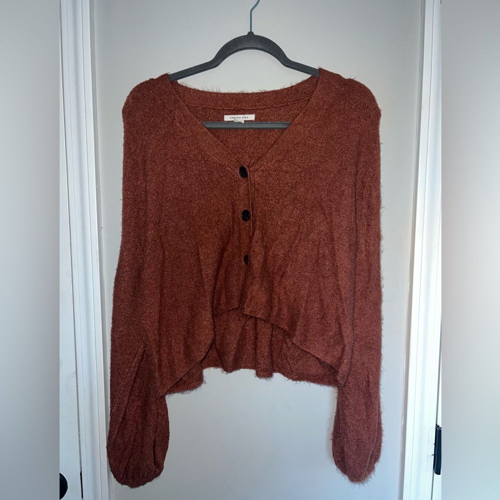 American Eagle Cropped Button Down Sweater Size Small